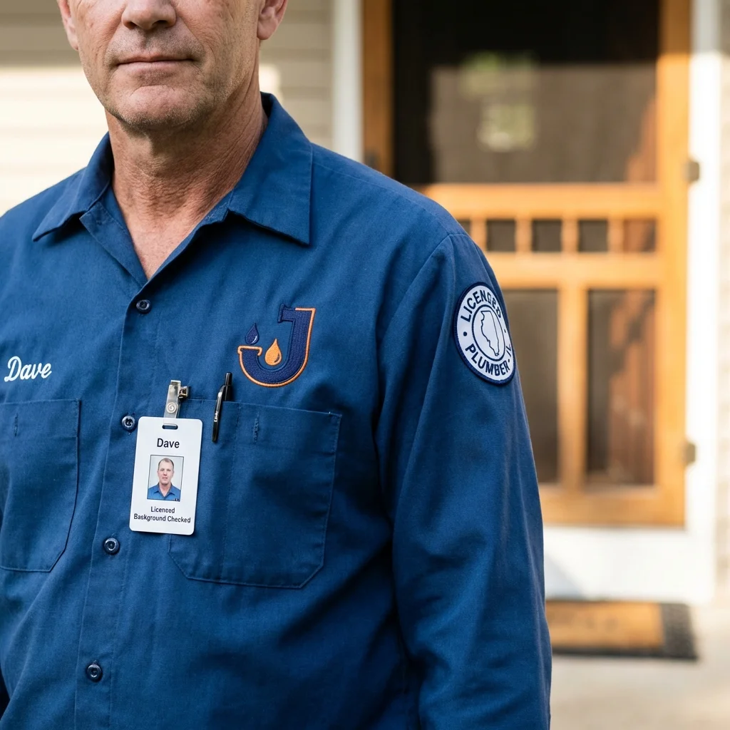 Licensed plumber showing ID badge in Mount Carmel, TN