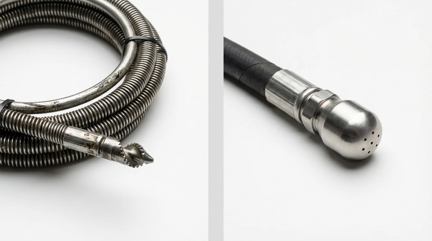 Drain snake cable and hydro jetting nozzle used for drain cleaning in Mount Carmel, TN