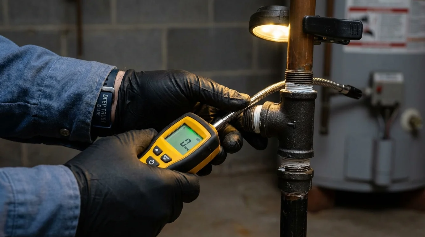 Gas leak detection with electronic sniffer by Johns Plumbing LLC in Mount Carmel