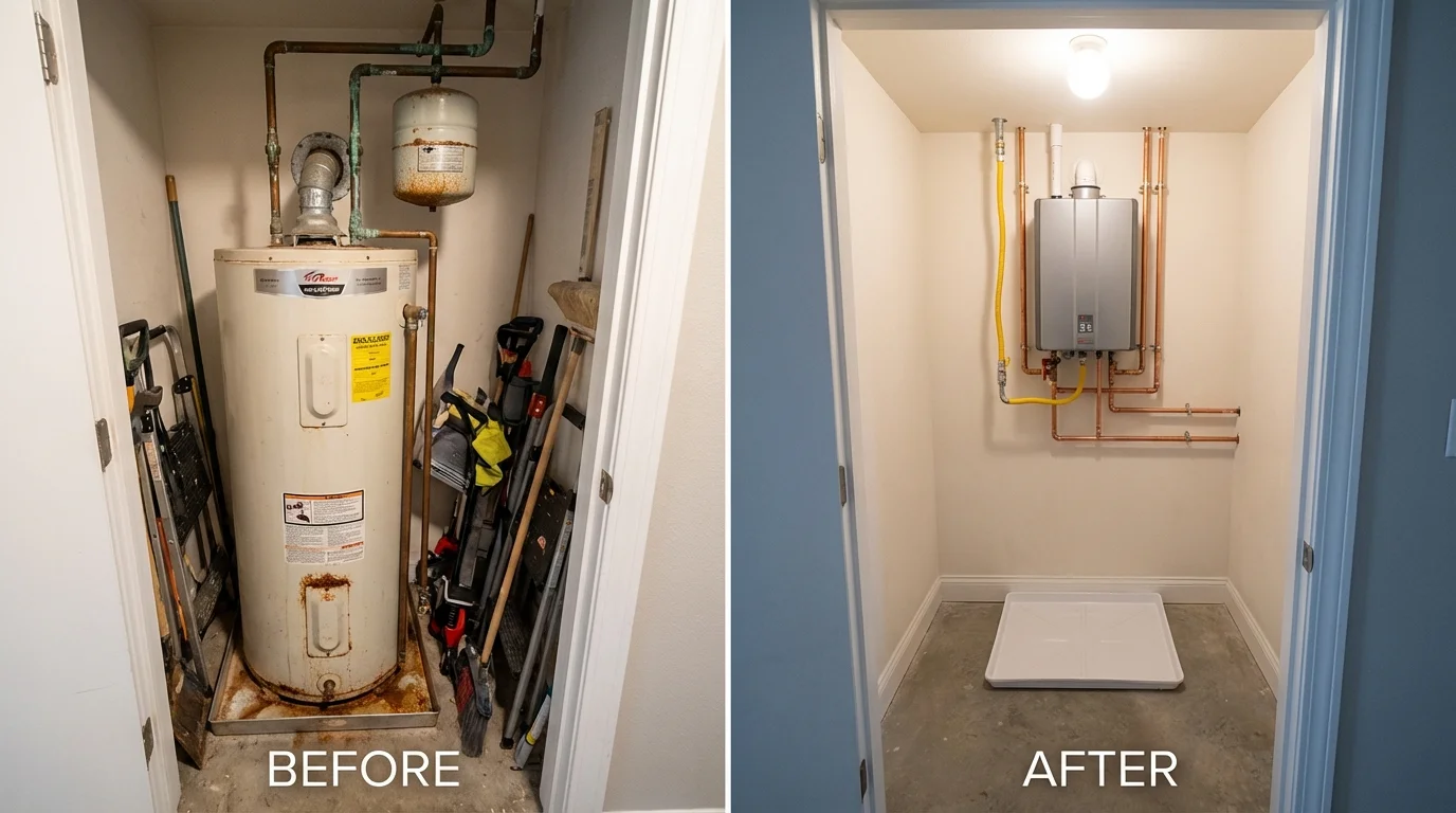 Tank water heater versus wall-mounted tankless unit comparison for Mount Carmel, TN homeowners